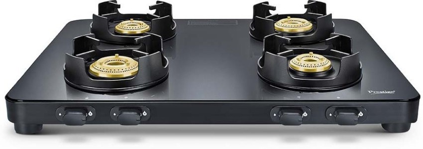 prestige edge black glass gas stove