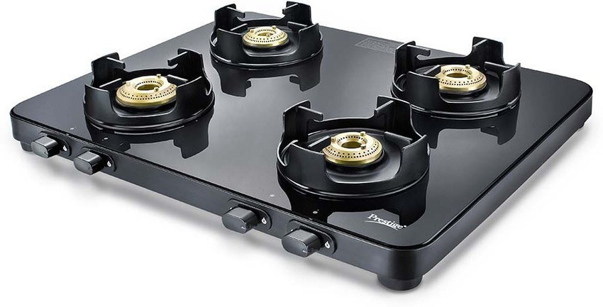 Prestige edge schott glass online 4 burner gas stove black