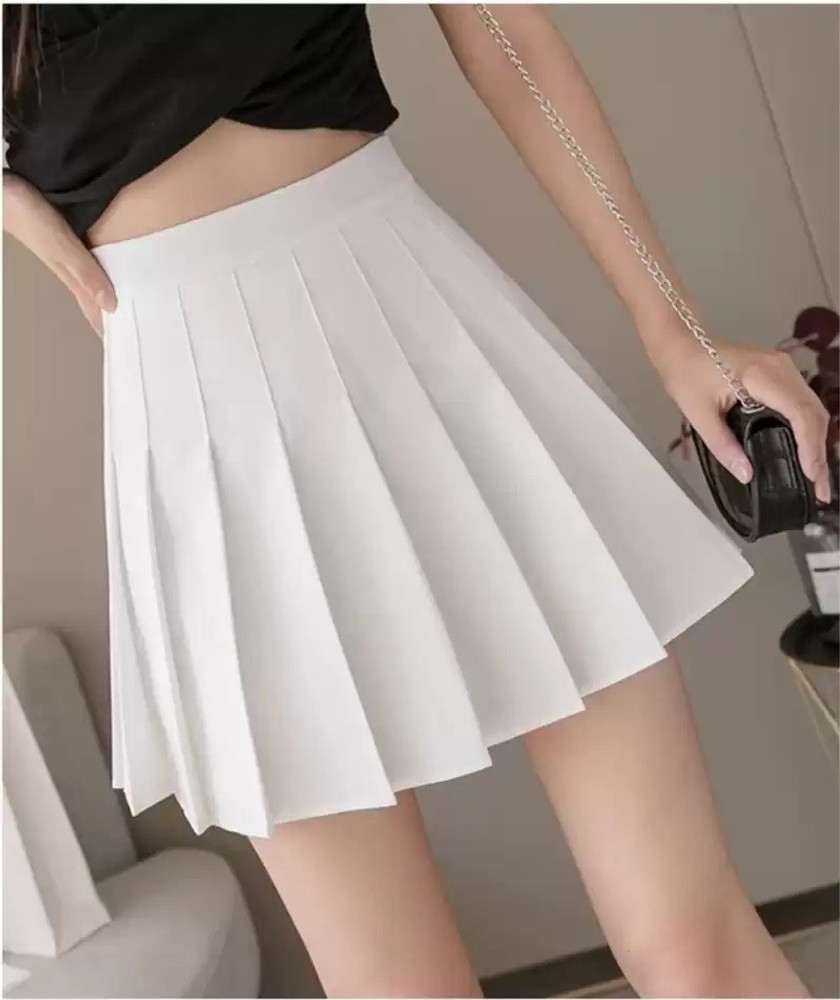 Cara Cola Solid Women Pleated White Skirt Buy Cara Cola Solid Women Pleated White Skirt Online at Best Prices in India Flipkart