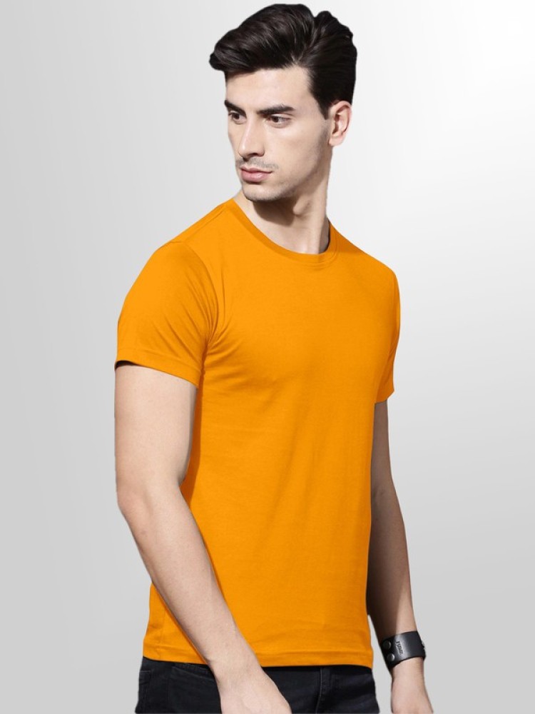Buy Meghli Fashion Men Orange, Yellow Solid Cotton Blend Pack Of 2