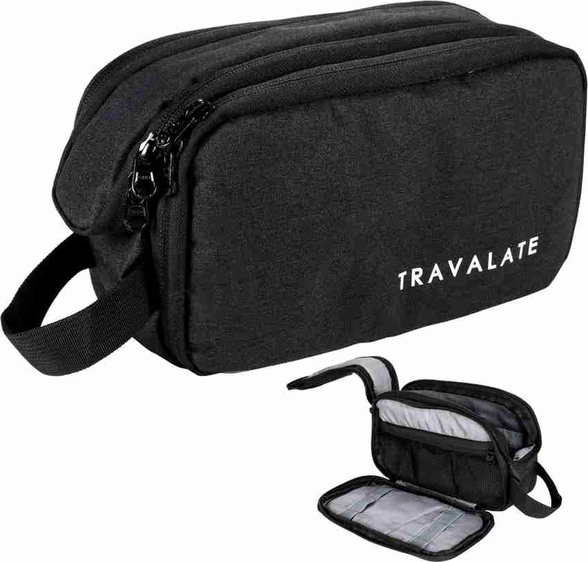 Travalate Water Resistant Travel Toiletry Bag Shaving Kit Pouch Bag for Men and Women 3 Main Compartment Matt Black Travel Toiletry Kit Black Price in India Flipkart