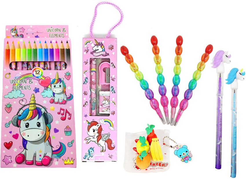 Best Birthday Return Gift Set For Kids all stationery items For Unicorn  Stationery Gift Set for Girls Birthday Return Gift Set Party Favor Gift for Girls  Unicorn School Stationery Set for Girls