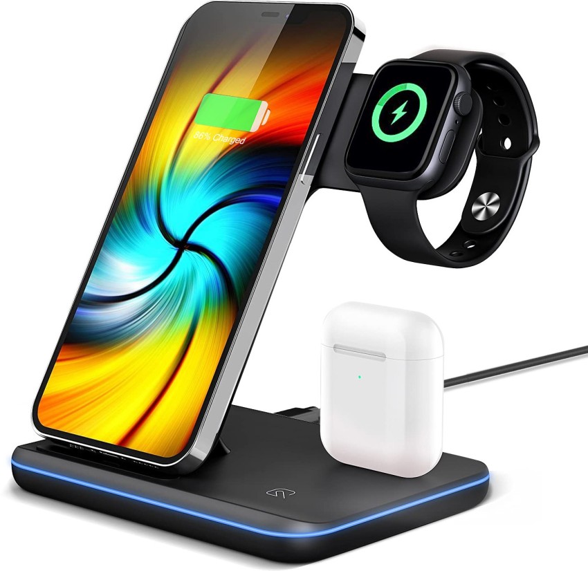 unigenaudio UNIDOCK 3 in 1 Wireless Charging Station 15W [Qi Certified] For  Apple Watch, Wireless Earbuds and Qi enabled Phones (No Adapter)- Black Charging  Pad Price in India - Buy unigenaudio UNIDOCK