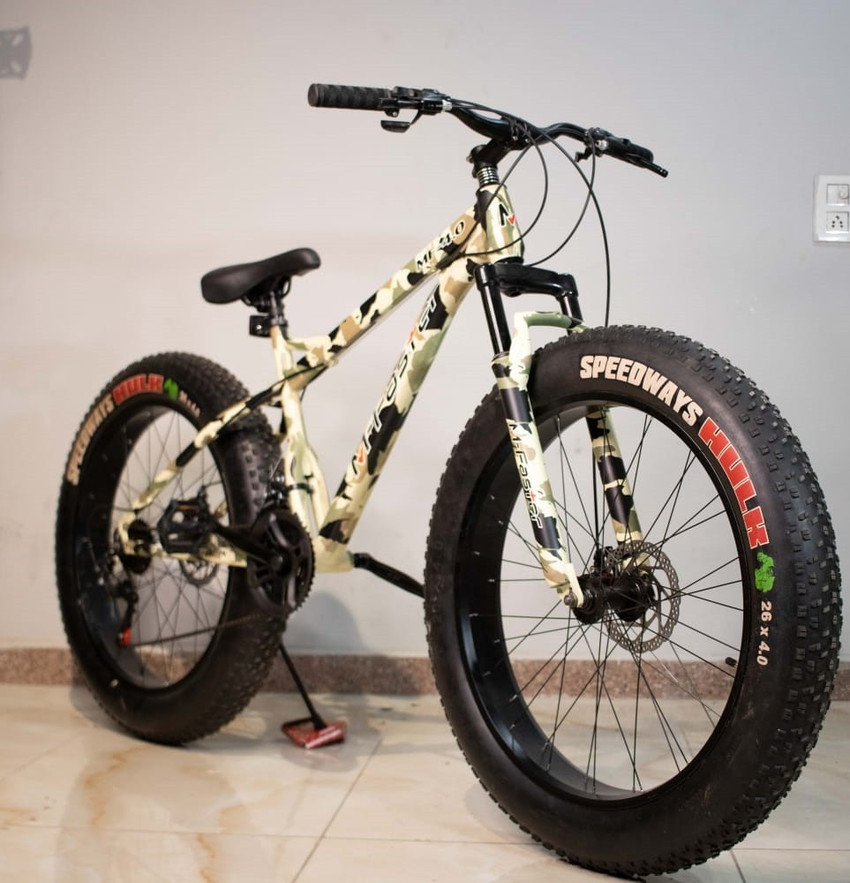 BOMBAY S M FASTER CAMOUFLAGE FAT BIKE ORIGINAL 21 SHIMING GEARS F. SUSPENSION WATER DECAL 26 T Fat Tyre Cycle Price in India Buy BOMBAY S M FASTER CAMOUFLAGE FAT BIKE ORIGINAL 21 SHIMING GEARS F. SUSP...