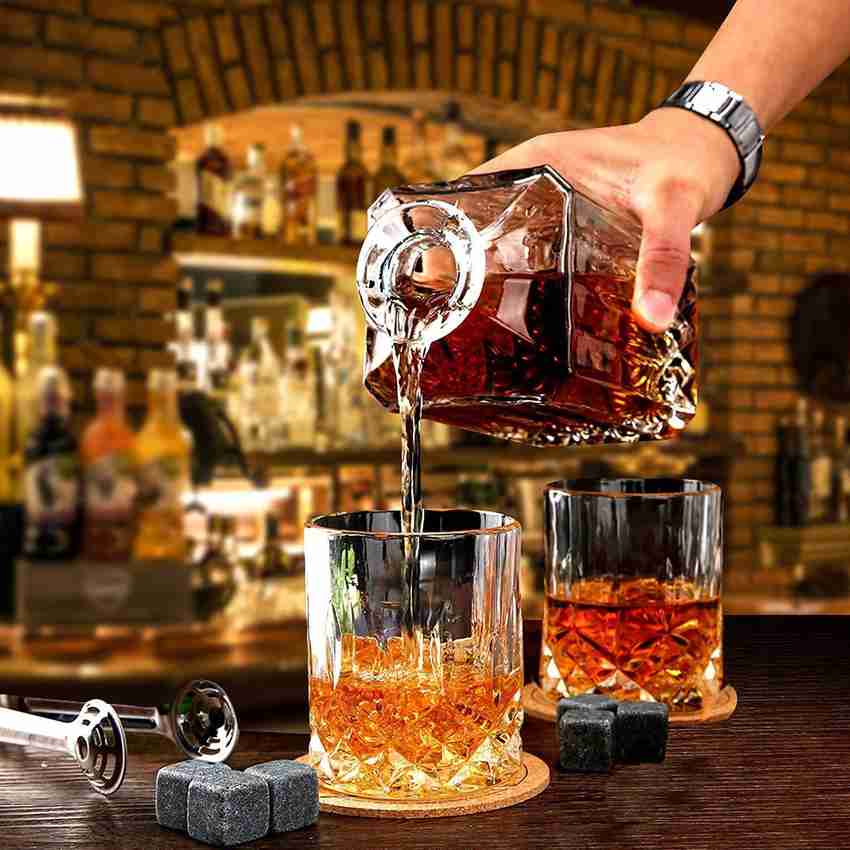 GRACIOUS MART Whiskey Bottle for Gift Boxed Bourbon , Alcohol Glass  Stopper, clear lead-free. Whiskey Decanter