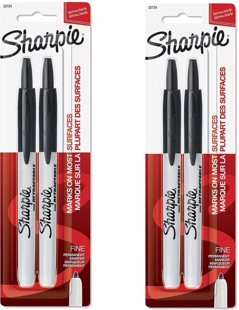 Sharpie FINE TIP RETRACTABLE PERMANENT MARKER BLACK 32724PP  set of 2 (pack of 2) - RETRACTABLE PERMANENT MARKER