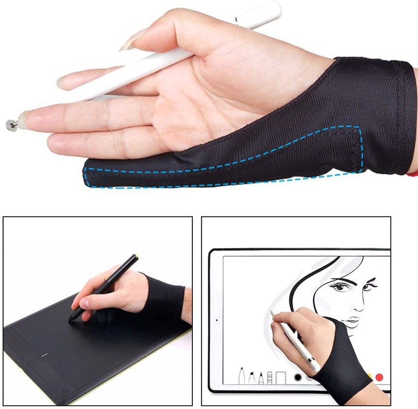 2 Pcs Artist Glove for Drawing Tablet Right and Left Hand Glove  Anti-Fouling Drawing Pen Graphic Tablet Pad