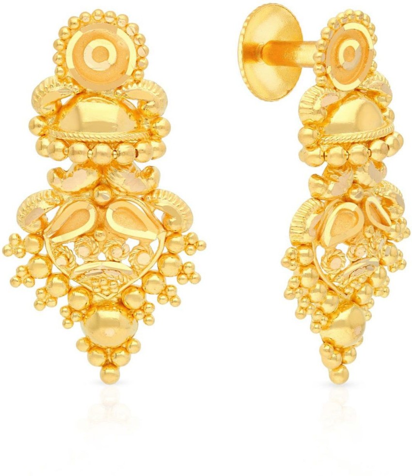 Gold Earrings From Malabar Gold  Diamonds  South India Jewels