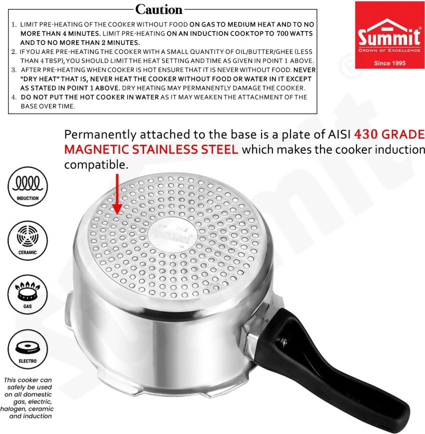 Silver Summit Innerlid 5 Litres Plain Supreme Induction Base Pressure Cooker,  For Home, Size: 22*44 cm