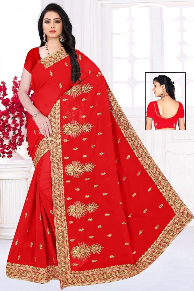 Aura Aaira Rose Linen Saree (Red) in Surat at best price by Textile Export  - Justdial