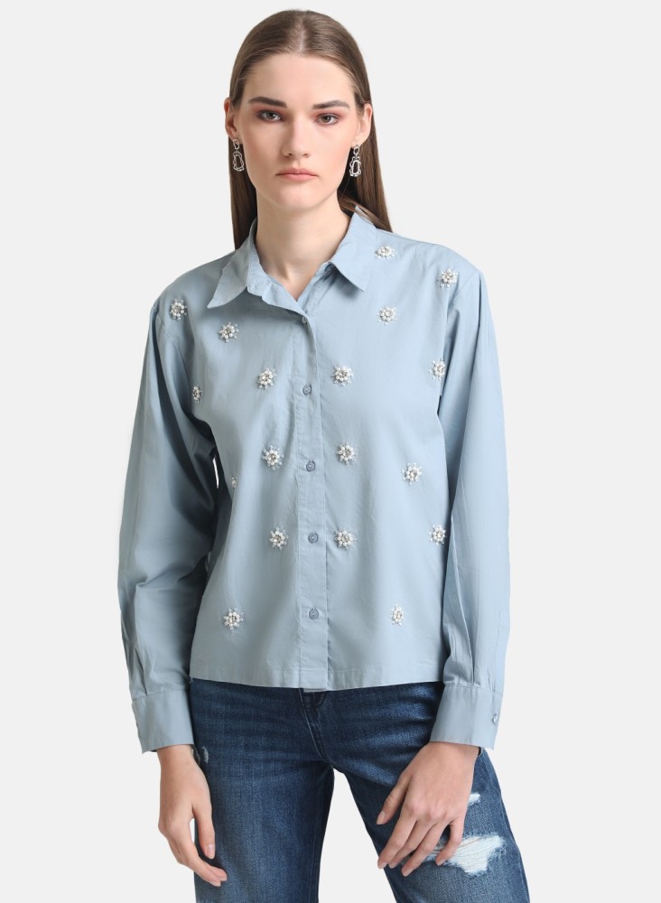 KAZO Women Embellished Casual Beige Shirt - Buy KAZO Women Embellished  Casual Beige Shirt Online at Best Prices in India