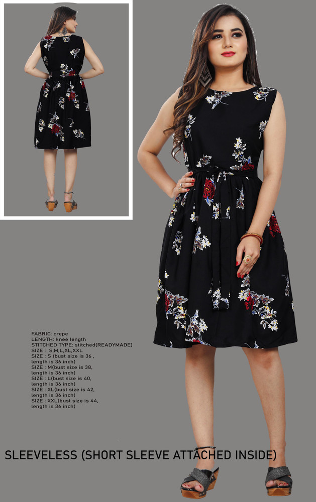 Modli 20 Fashion Women Fit and Flare Black Dress