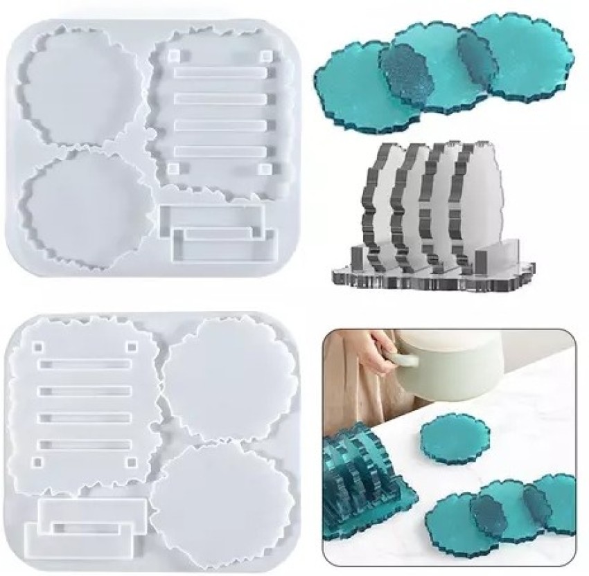 12 Pcs Resin Molds Set Silicone Epoxy Coaster Mold Storage Box