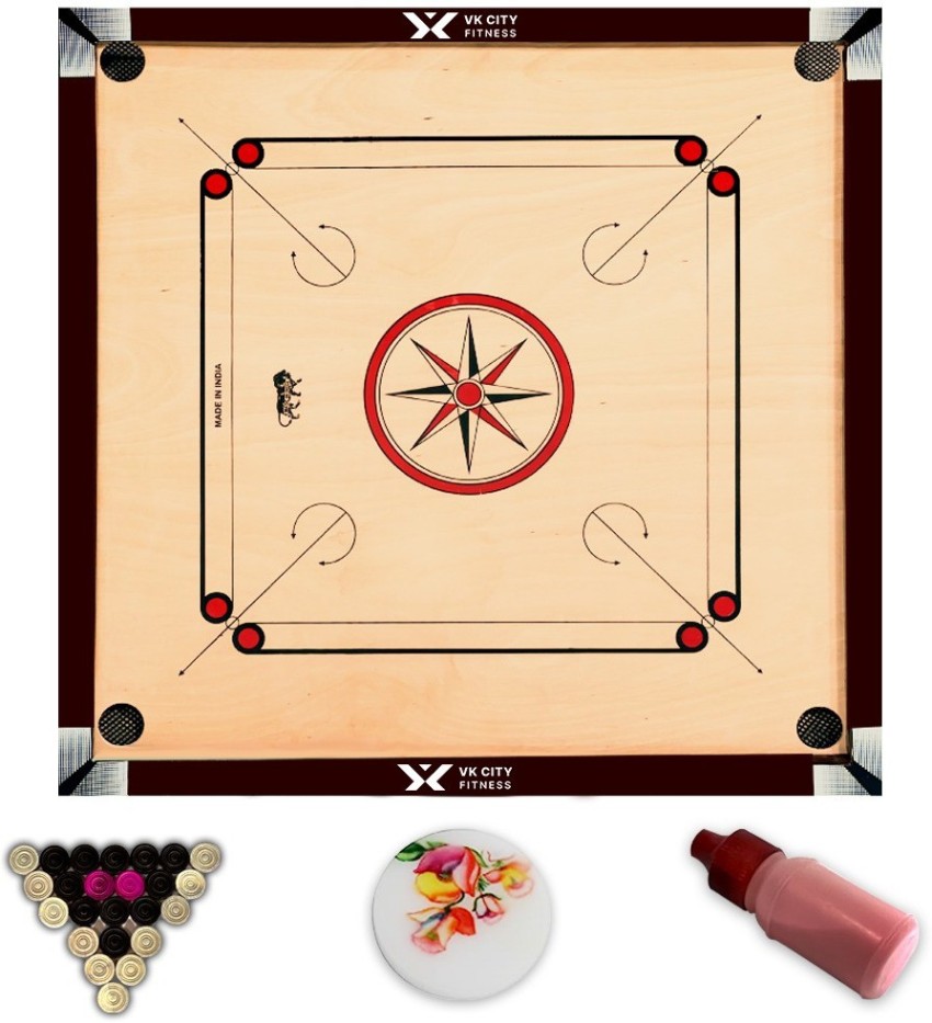 VK CITY FITNESS carrom Board 32 Inch Free with carrom coin ,Stricker,  Powder . 5 cm Carrom Board - Buy VK CITY FITNESS carrom Board 32 Inch Free  with carrom coin ,Stricker,