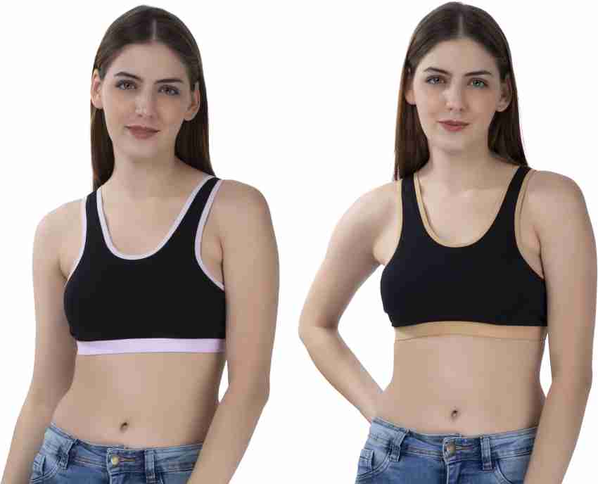 Buy MITHALI Stretch Cotton Black Sports Vest Gym Bra for Beginners
