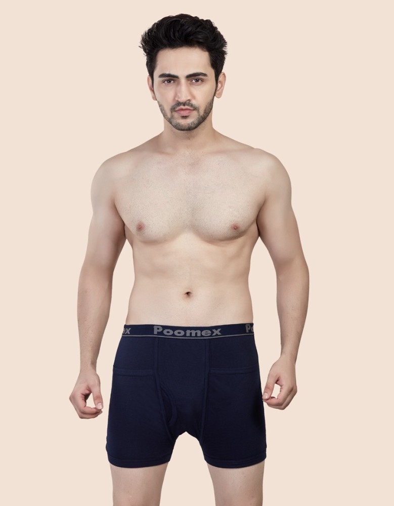 Buy Poomex The Ultimate Pure Cotton Men's Trunks (Pack of 2) with Pocket  Colors May Vary (85 cm) at