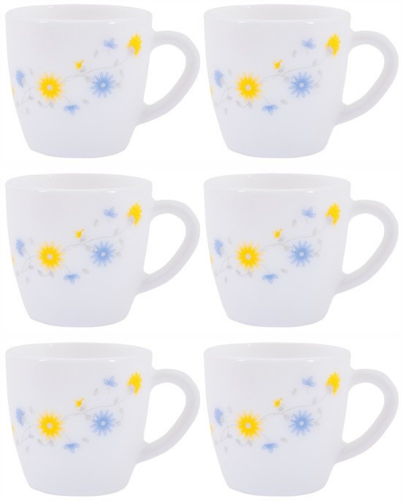 Cello Opalware Tea/Coffee Cup Medium (Set Of 6Pcs)