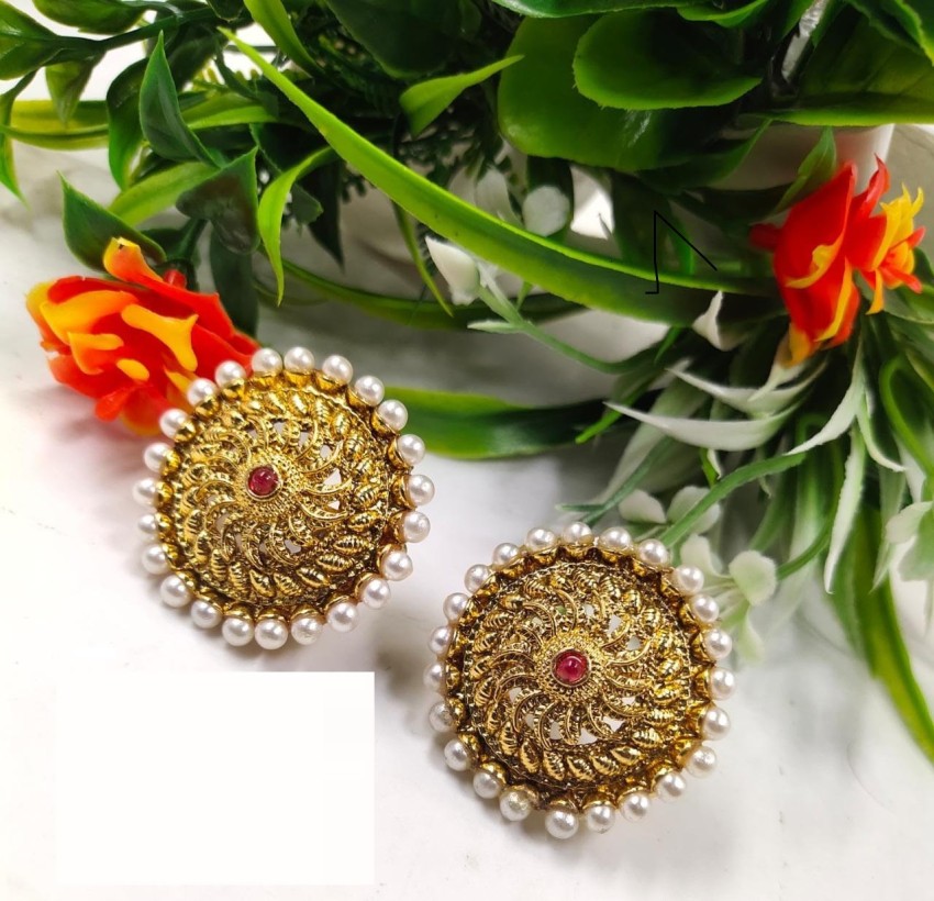 FIDA Earrings : Buy FIDA Ethnic Indian Traditional Gold Stone Round Shape  Stud Earrings Online | Nykaa Fashion.