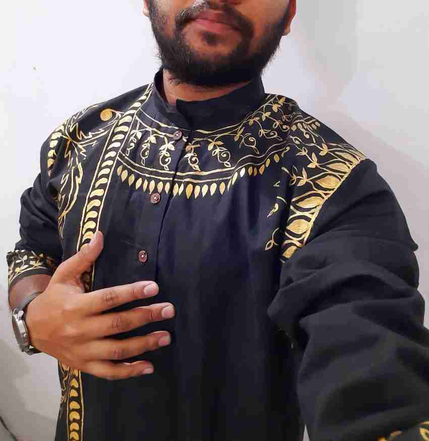 Punjabi black kurta discount design for man