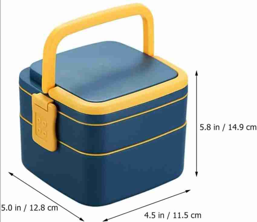 Blue, Lunch Box for Office, Square 300 ml set of 2, Square 500 ml