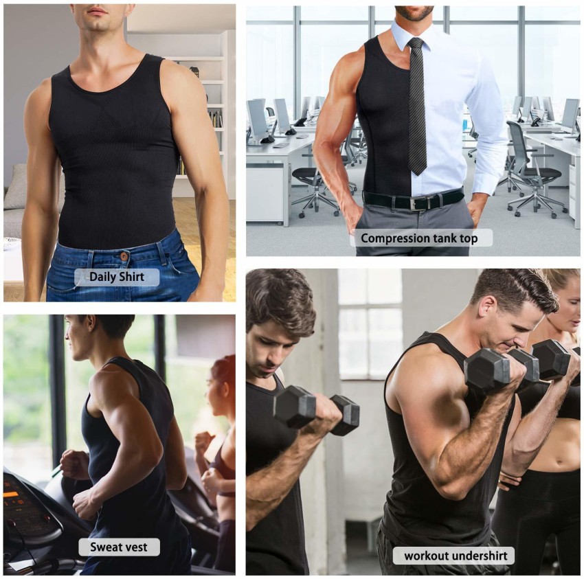 FONICX FIT Men Compression Shirt Slimming Body Shaper Vest Tummy Control  Shapewear Abdomen Undershirt Gym Workout Tank Top
