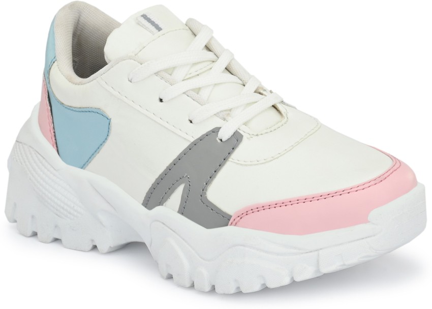 Buy Shoe Island ® Premium Mesh Lightweight Girls Women Ladies High Heel  Casual Sneakers Chunky Running Sports Shoes for Women (BAB772), Size 3  UK/India Pink at