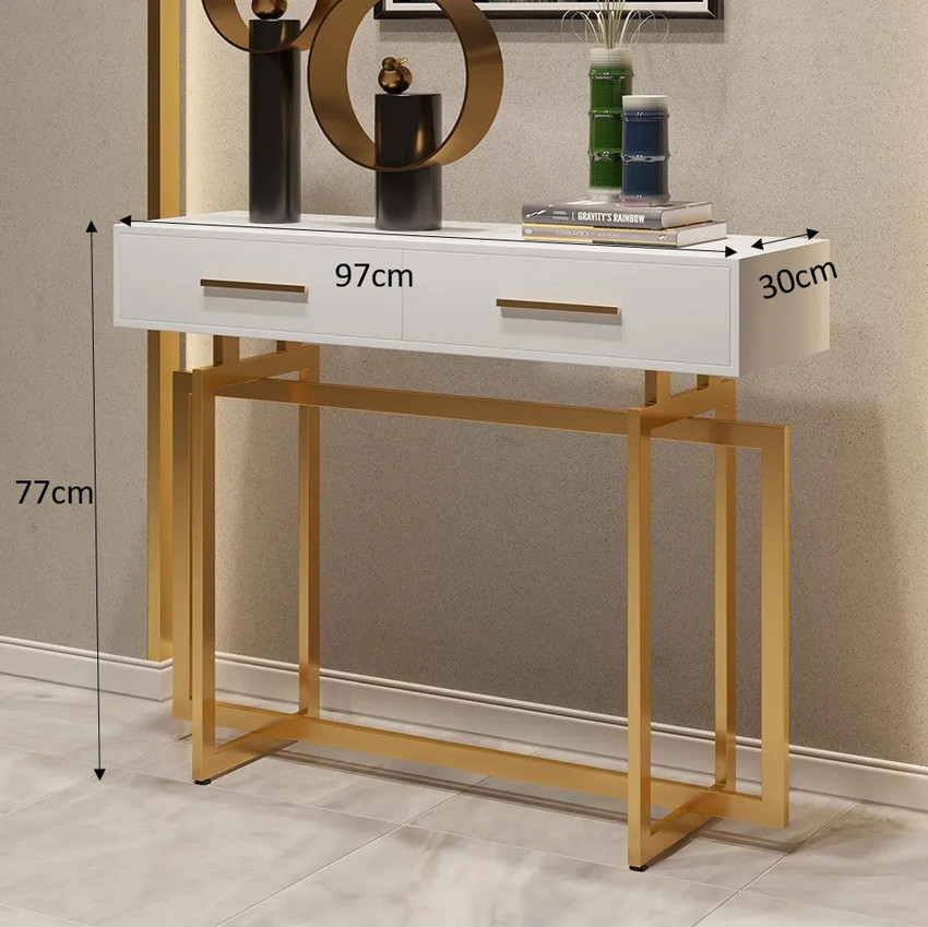 NG Decor 40 Modern Black Console Table with Storage Drawers and Metal Legs in Gold Metal Console Table Price in India Buy NG Decor 40 Modern Black Console Table with Storage