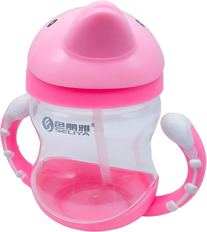Te Quiti Baby sipper water bottle for kids penguin sipper pink