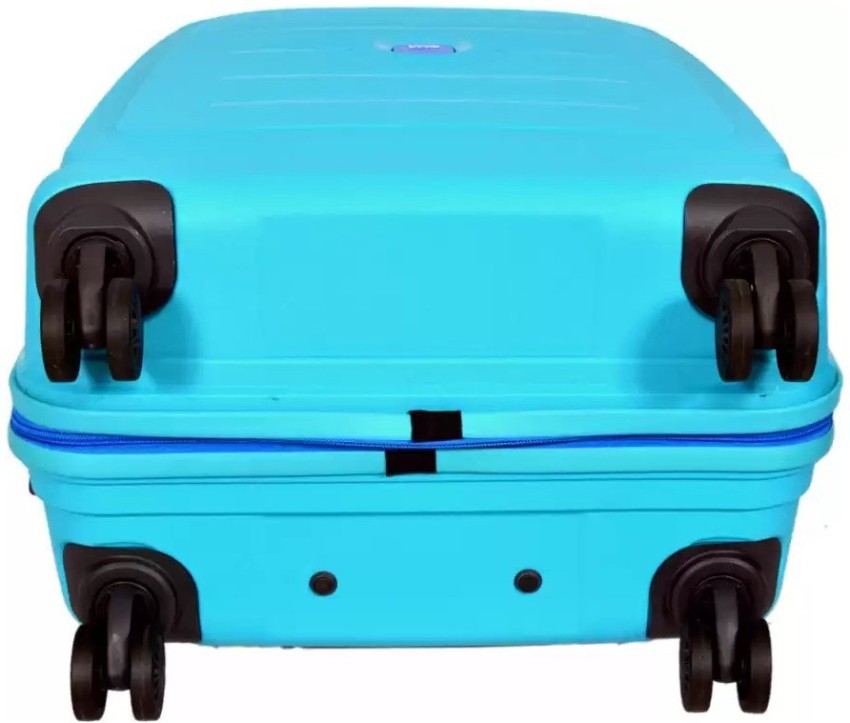 4 Wheel Blue VIP Manama Gold Polycarbonate Luggage Bags (Set of 3 PC),  Size: Cabin