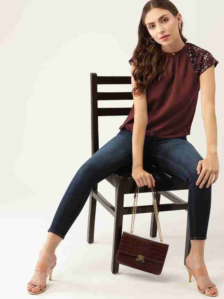 Dressberry By Lifestyle Navy Blue Tops - Buy Dressberry By Lifestyle Navy  Blue Tops online in India
