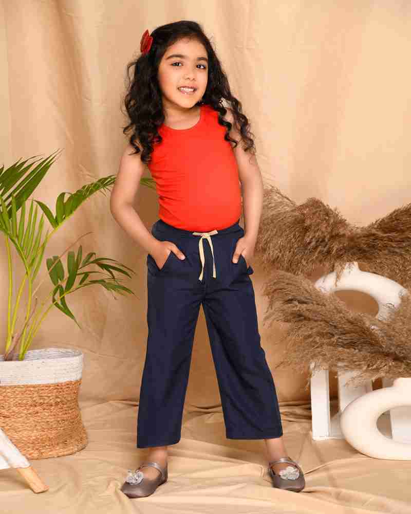 Kids Cave Relaxed Girls Blue Trousers - Buy Kids Cave Relaxed Girls Blue  Trousers Online at Best Prices in India