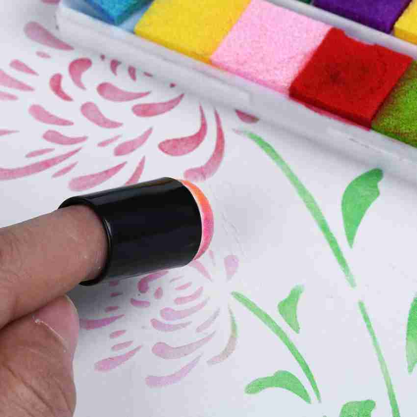 10 Pcs Finger Sponge Daubers Finger Painting Sponges with Watercolor Paint Set for Painting Art Ink Craft