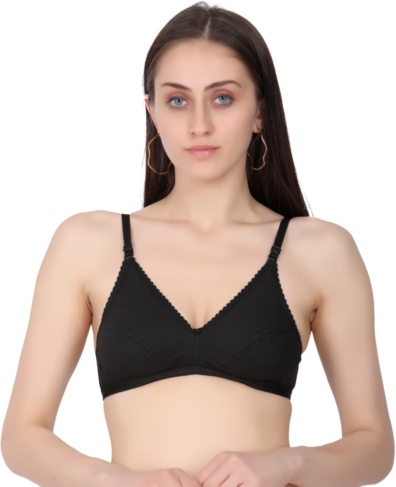 DST Women's Cotton Non-Padded Non-Wired Full Coverage Bra Black