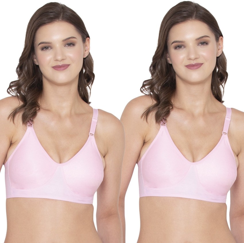 Buy Souminie Pack of 2 Non Padded Cotton T Shirt Bra - Pink Online at Low  Prices in India 