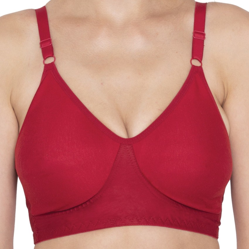 Buy Souminie Pack of 2 Non Padded Cotton T Shirt Bra - Red Online