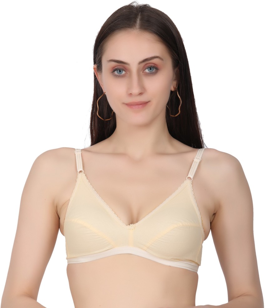 Buy Non-Padded Non-Wired Full Coverage Bra in White - Cotton