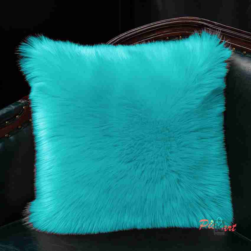 Teal faux fur cushions cheap