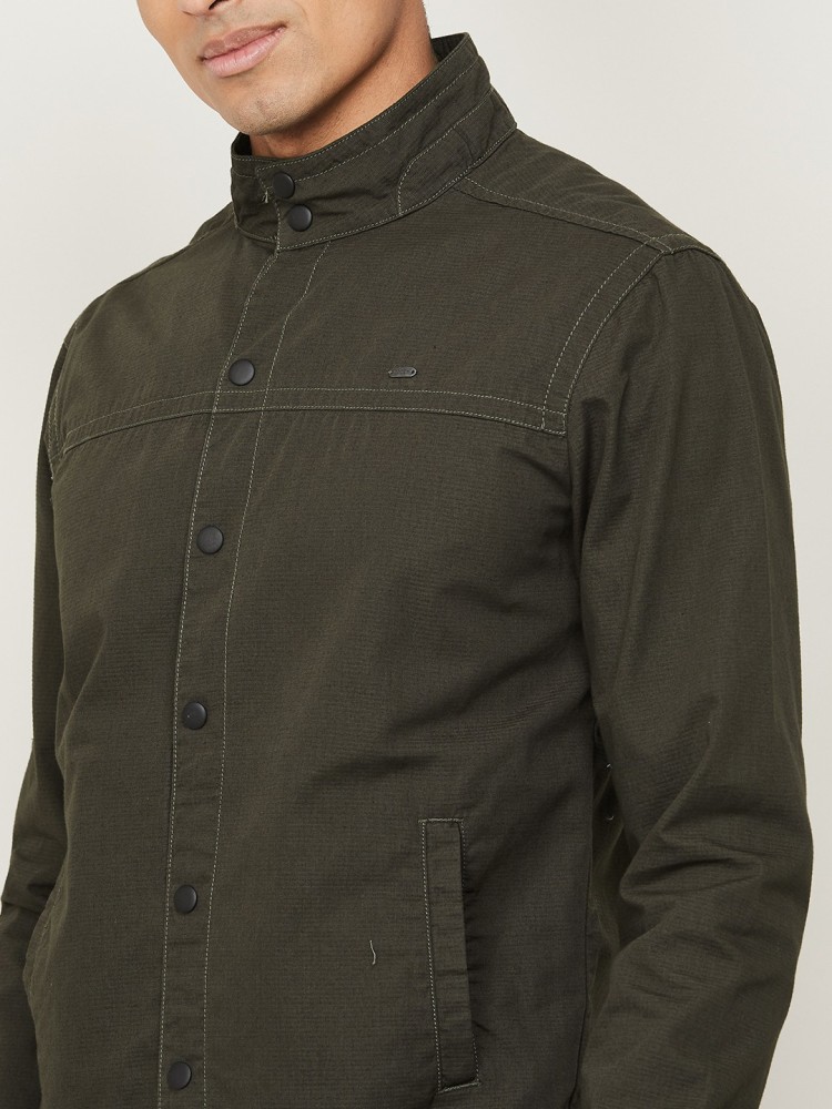 Buy Men Olive Solid Full Sleeves Casual Jacket Online - 793761