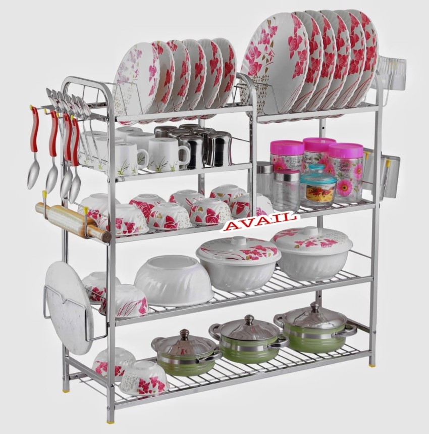 AVAIL 5 Layer Premium Stainless steel Kitchen Dish Rack, Plate Cutlery  Stand