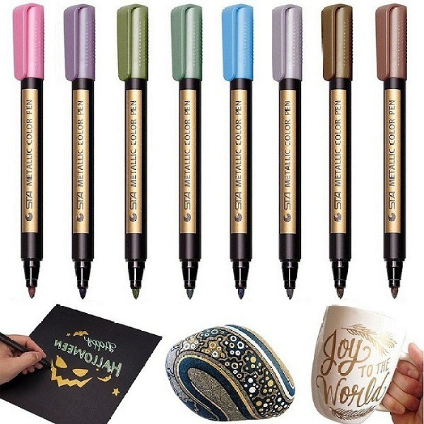 8 Colors Metallic Marker Pen Set Paint Markers for Black Paper