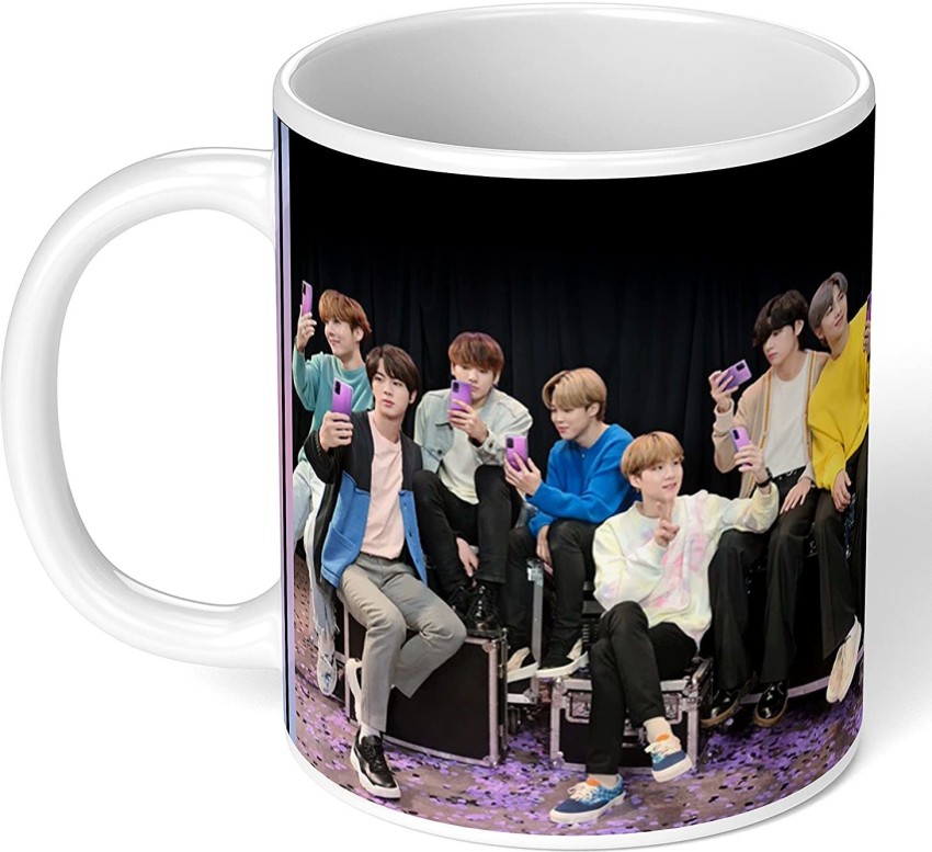 BTS Mug | BTS Cup with Keychain | BTS Coffee Mug - 350ml (Set of 2) Best  Birthday & Return Gifts for Girls