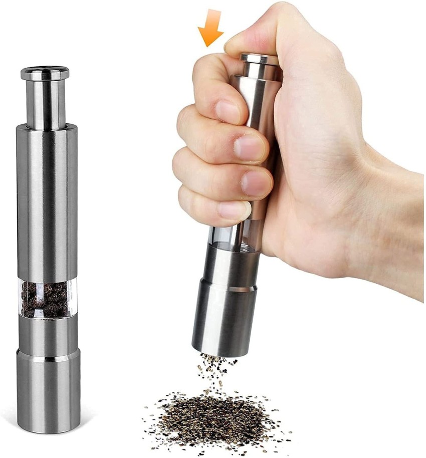 Salt and Pepper Grinder Set of 2 with Modern Thumb Push Button