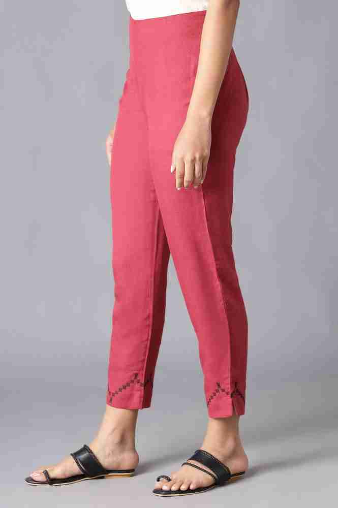 W Slim Fit Women Pink Trousers - Buy W Slim Fit Women Pink Trousers Online  at Best Prices in India
