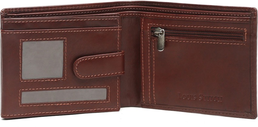 LOUIS STITCH Mens Wallet Rosewood Brown RFID Blocking Italian Leather  Wallets