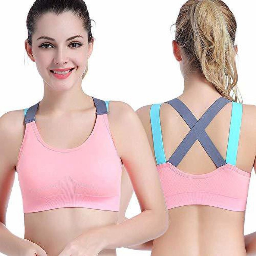 BHARGI pink lightly padded sports bra Women Sports Lightly Padded