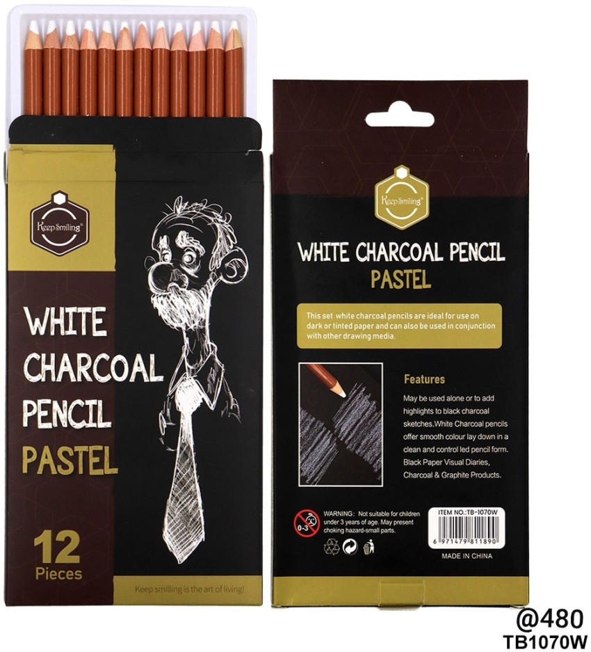 Keep Smiling White Charcoal Pencil Single Piece –