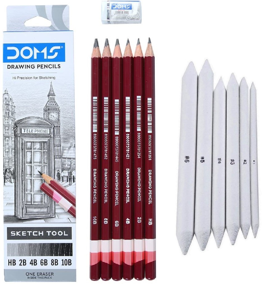 Definite Artline Set of 6 Love-Art Sketch Pencils +  Blending/Smudging Stumps (Set of 6) - Drawing Accessories - Art Set
