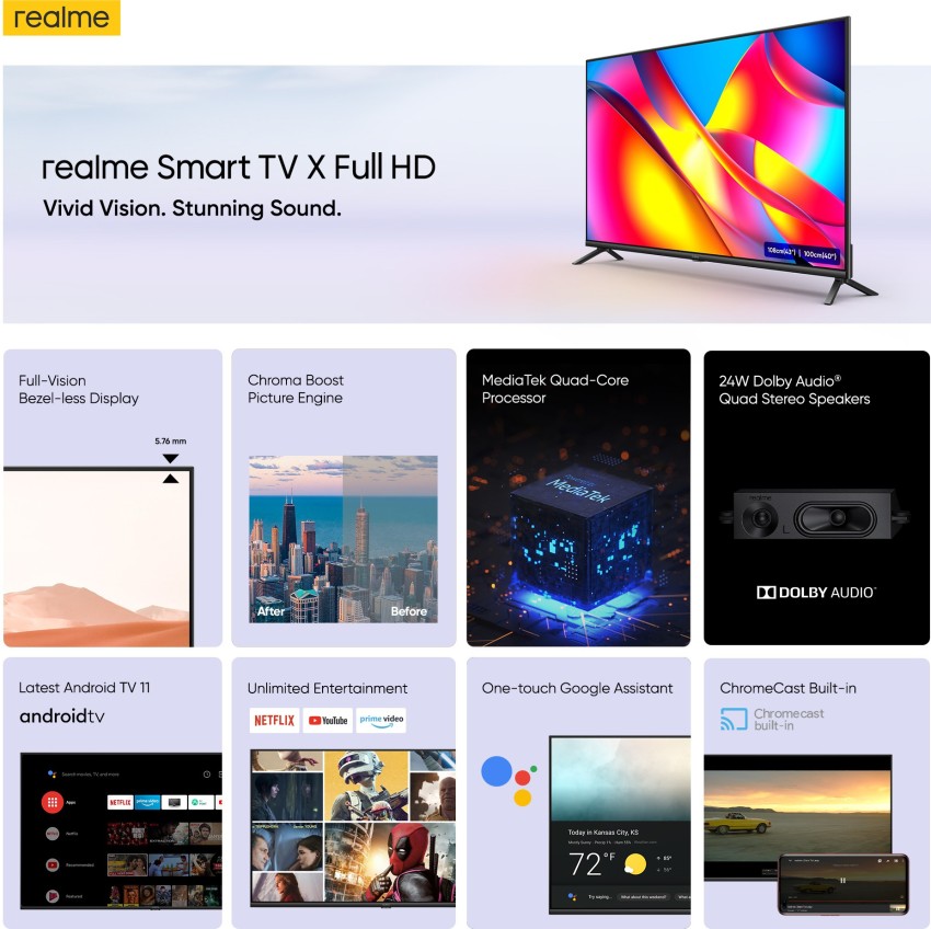 realme 100.3 cm (40 inch) Full HD LED Smart Android TV 2022 Edition with  Android 11 - 2022 Model Online at best Prices In India