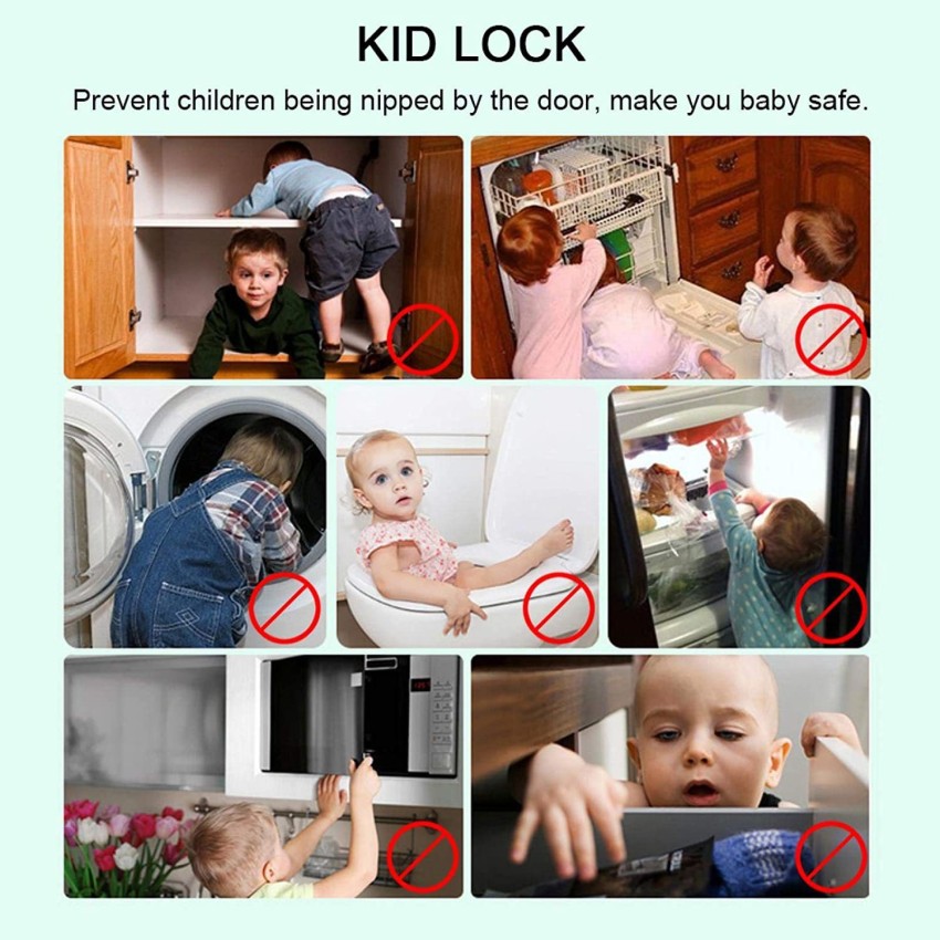 Child Safety Locks (4 Pcs) Baby Safety Lock Door Stopper With 3m Vhb  Adhesive - Anti-lock Child Safety Locks white