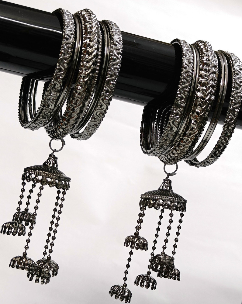 Black metal bangles with hangings deals